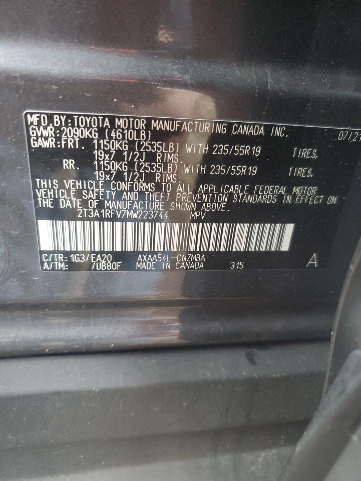 VIN 2T3A1RFV7MW223744 2021 TOYOTA RAV4 no.13