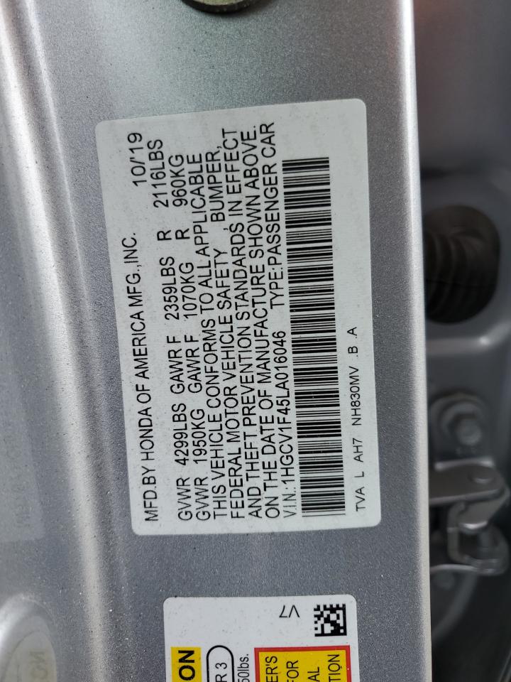 2020 Honda Accord Ex VIN: 1HGCV1F45LA016046 Lot: 78185204