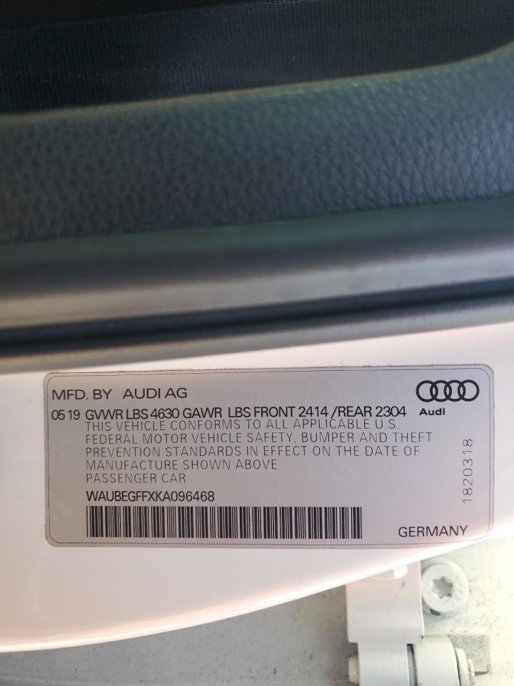 2019 Audi A3 Premium VIN: WAUBEGFFXKA096468 Lot: 80743304