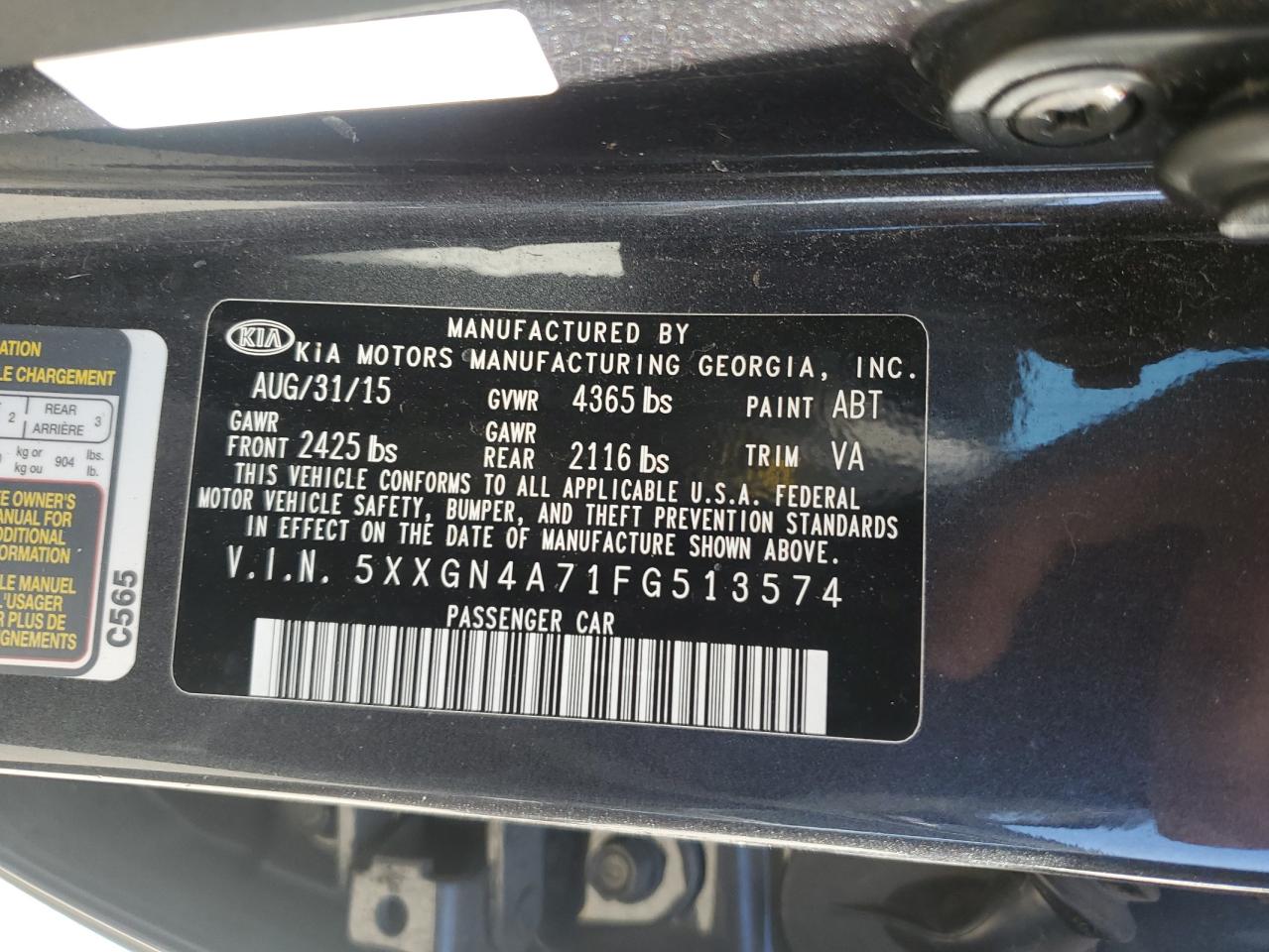 VIN 5XXGN4A71FG513574 2015 KIA OPTIMA no.12