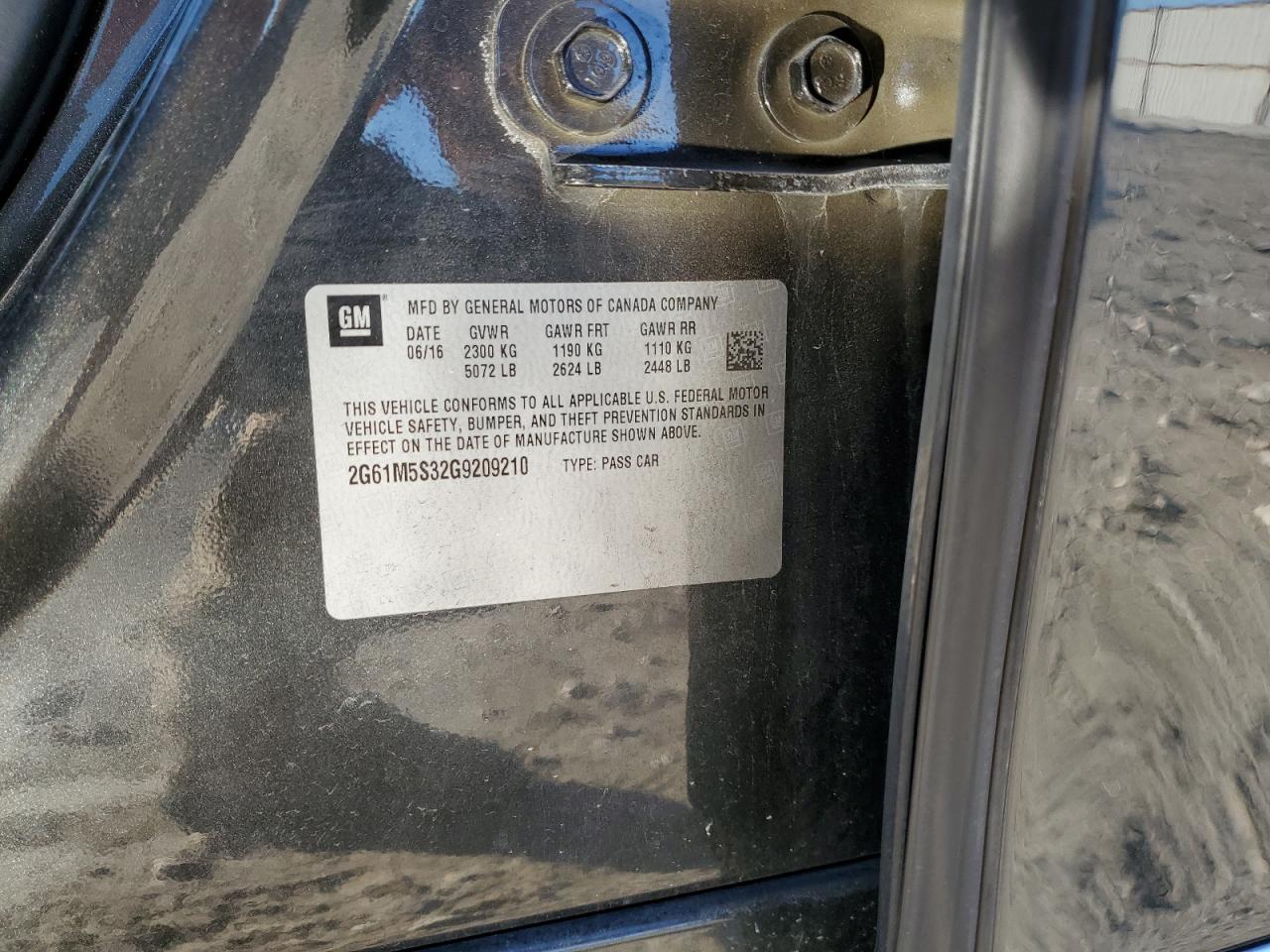 2016 Cadillac Xts Luxury Collection VIN: 2G61M5S32G9209210 Lot: 81119974