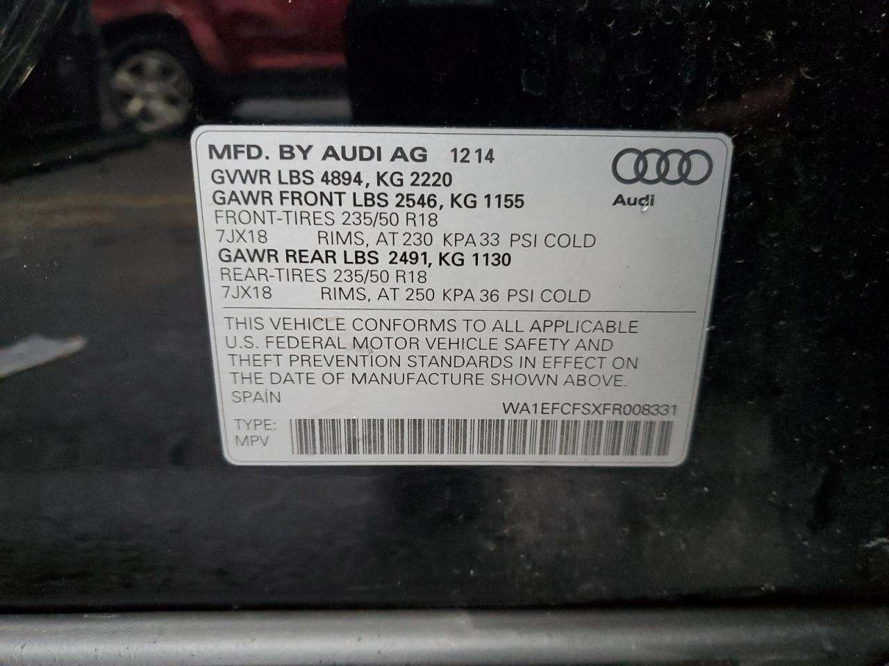 2015 Audi Q3 Premium Plus VIN: WA1EFCFSXFR008331 Lot: 81969504