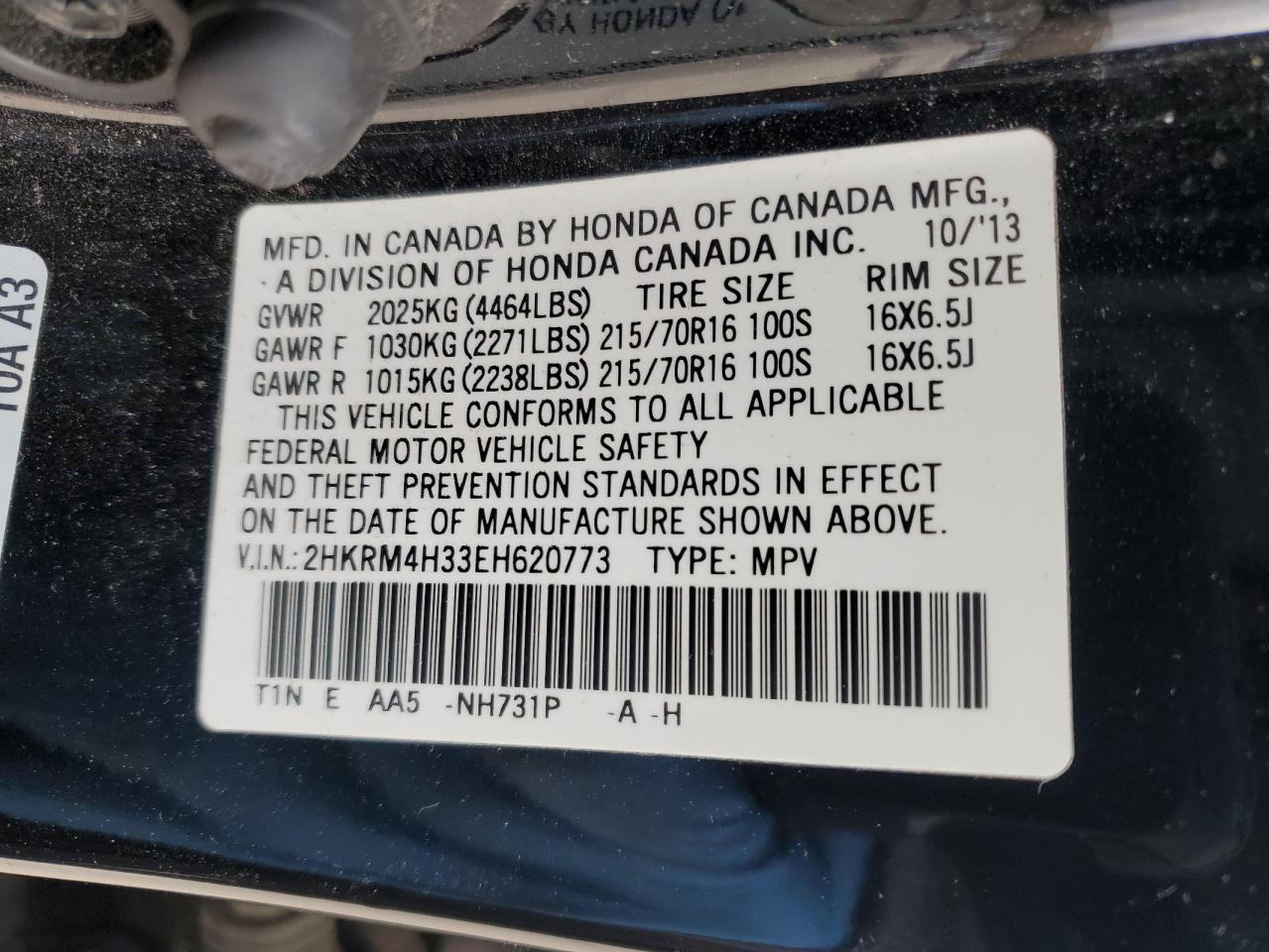 VIN 2HKRM4H33EH620773 2014 HONDA CRV no.13