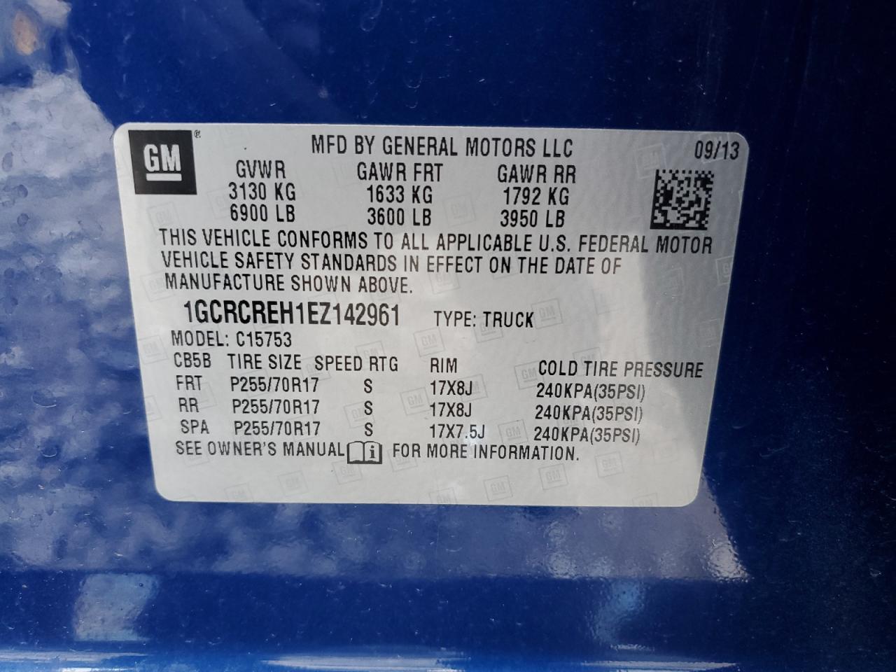 VIN 1GCRCREH1EZ142961 2014 CHEVROLET ALL Models no.12