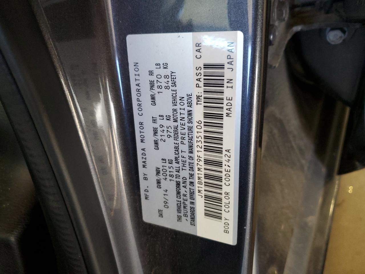 2015 Mazda 3 Grand Touring VIN: JM1BM1M79F1235106 Lot: 80862834