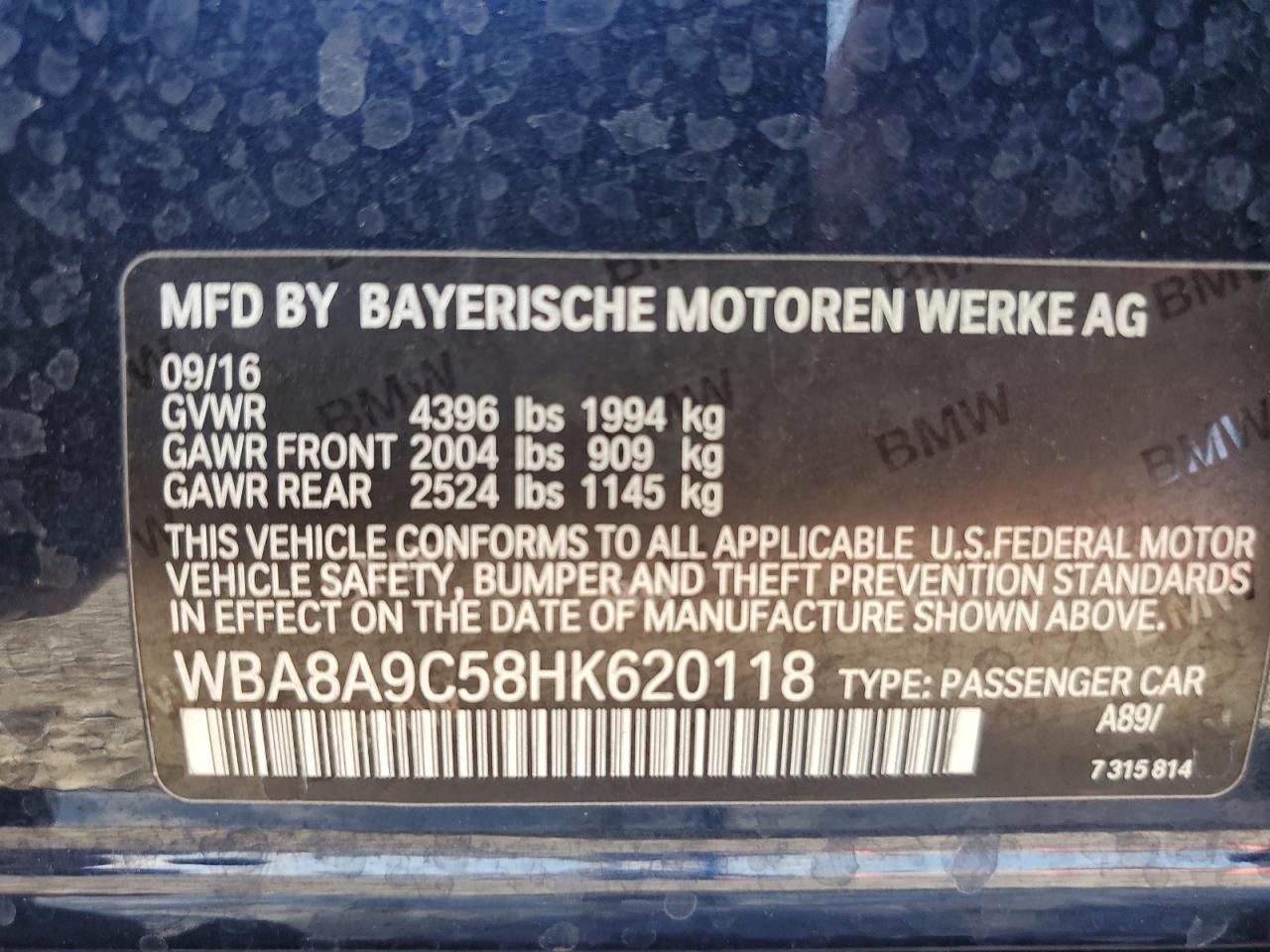 VIN WBA8A9C58HK620118 2017 BMW 3 SERIES no.12