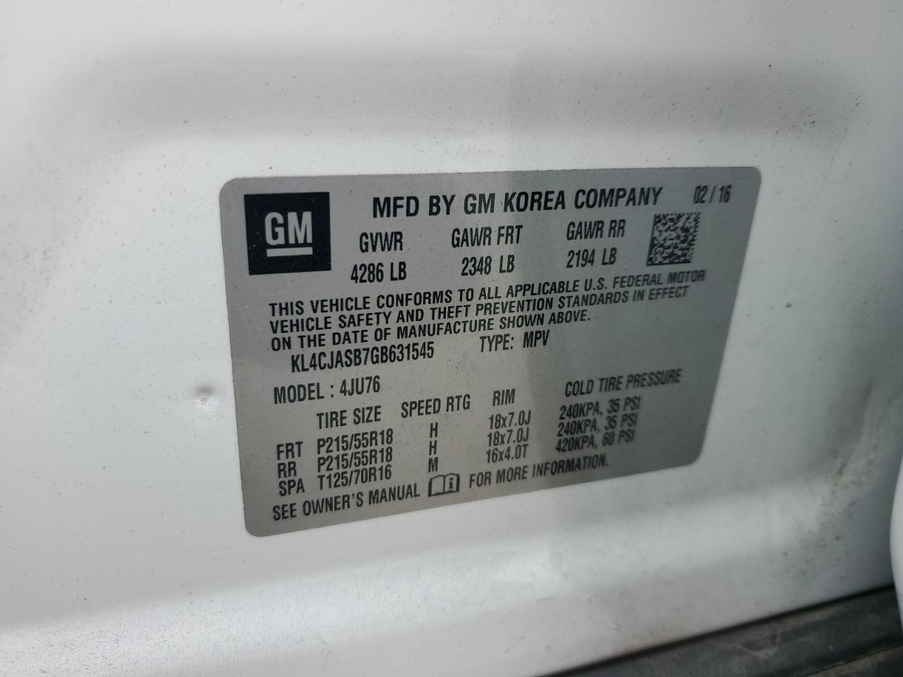 KL4CJASB7GB631545 2016 BUICK ENCORE - Image 15