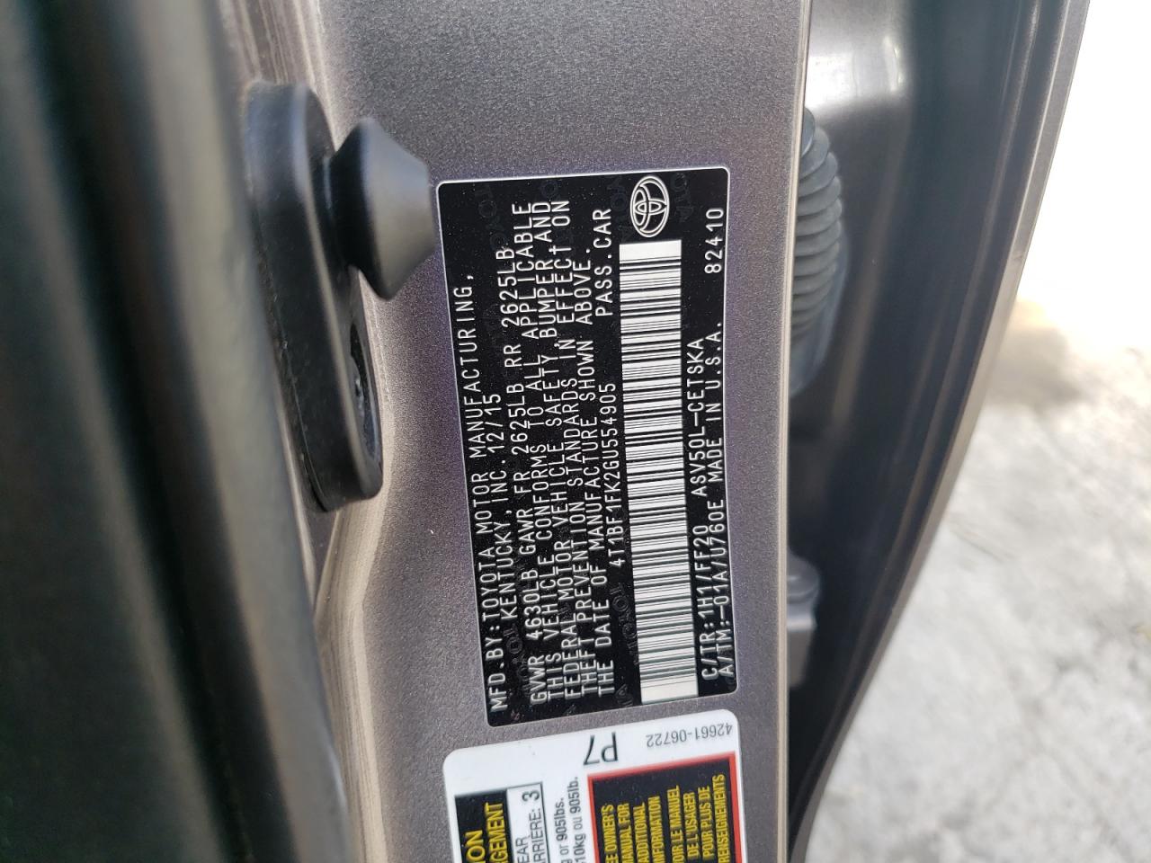 4T1BF1FK2GU554905 TOYOTA CAMRY 2016