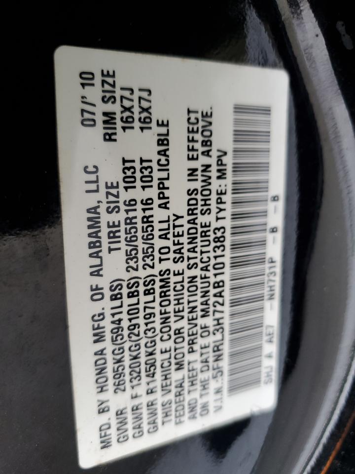 2010 Honda Odyssey Exl VIN: 5FNRL3H72AB101383 Lot: 79251984