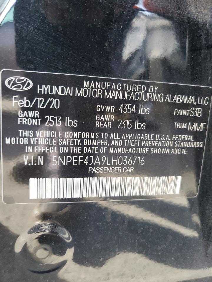 2020 Hyundai Sonata Sel VIN: 5NPEF4JA9LH036716 Lot: 78878374