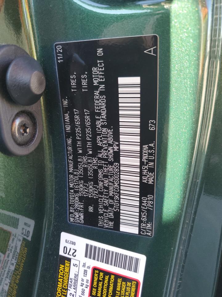 2021 Toyota Sienna Xle VIN: 5TDYSKFC0MS002859 Lot: 80877564