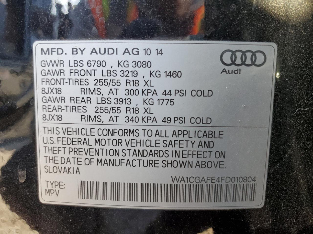 2015 Audi Q7 Premium VIN: WA1CGAFE4FD010804 Lot: 81186844