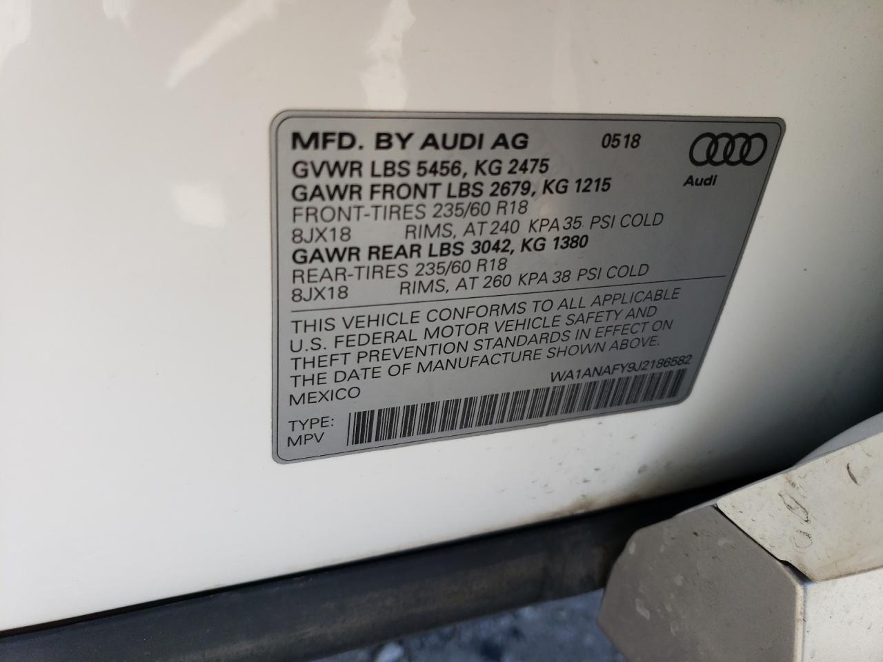 VIN WA1ANAFY9J2186582 2018 AUDI Q5 no.13