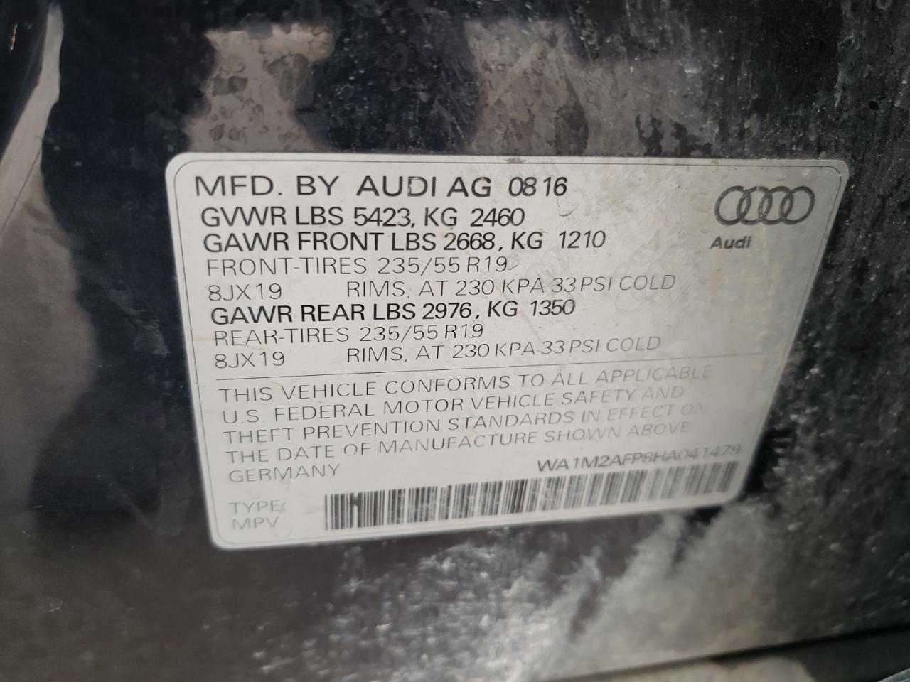 VIN WA1M2AFP8HA041479 2017 AUDI Q5 no.14