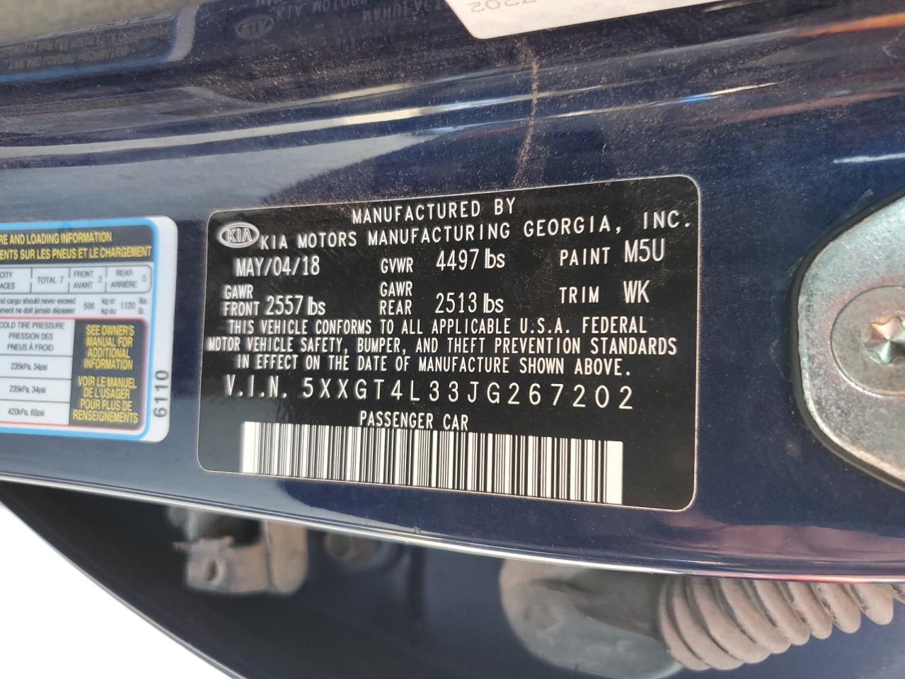 5XXGT4L33JG267202 2018 KIA OPTIMA - Image 12