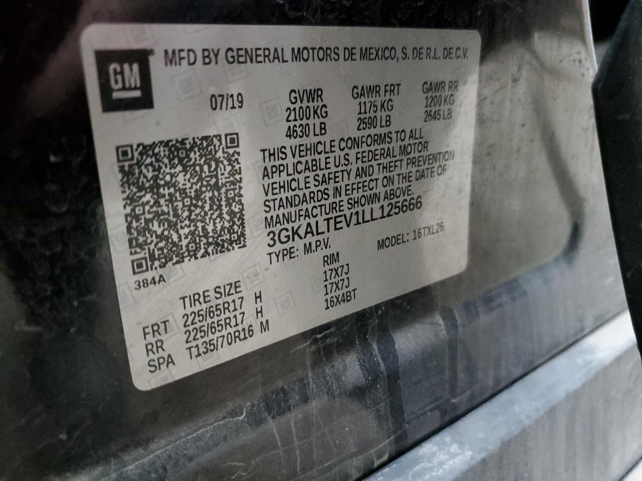 2020 GMC Terrain Sle VIN: 3GKALTEV1LL125666 Lot: 79707364