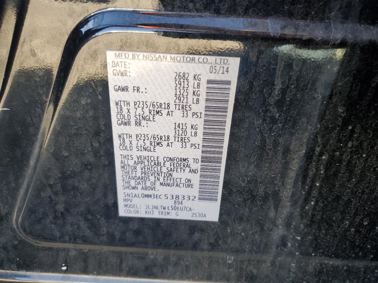 INFINITI QX60 2014 VIN 5N1AL0MM3EC538332 photo 13