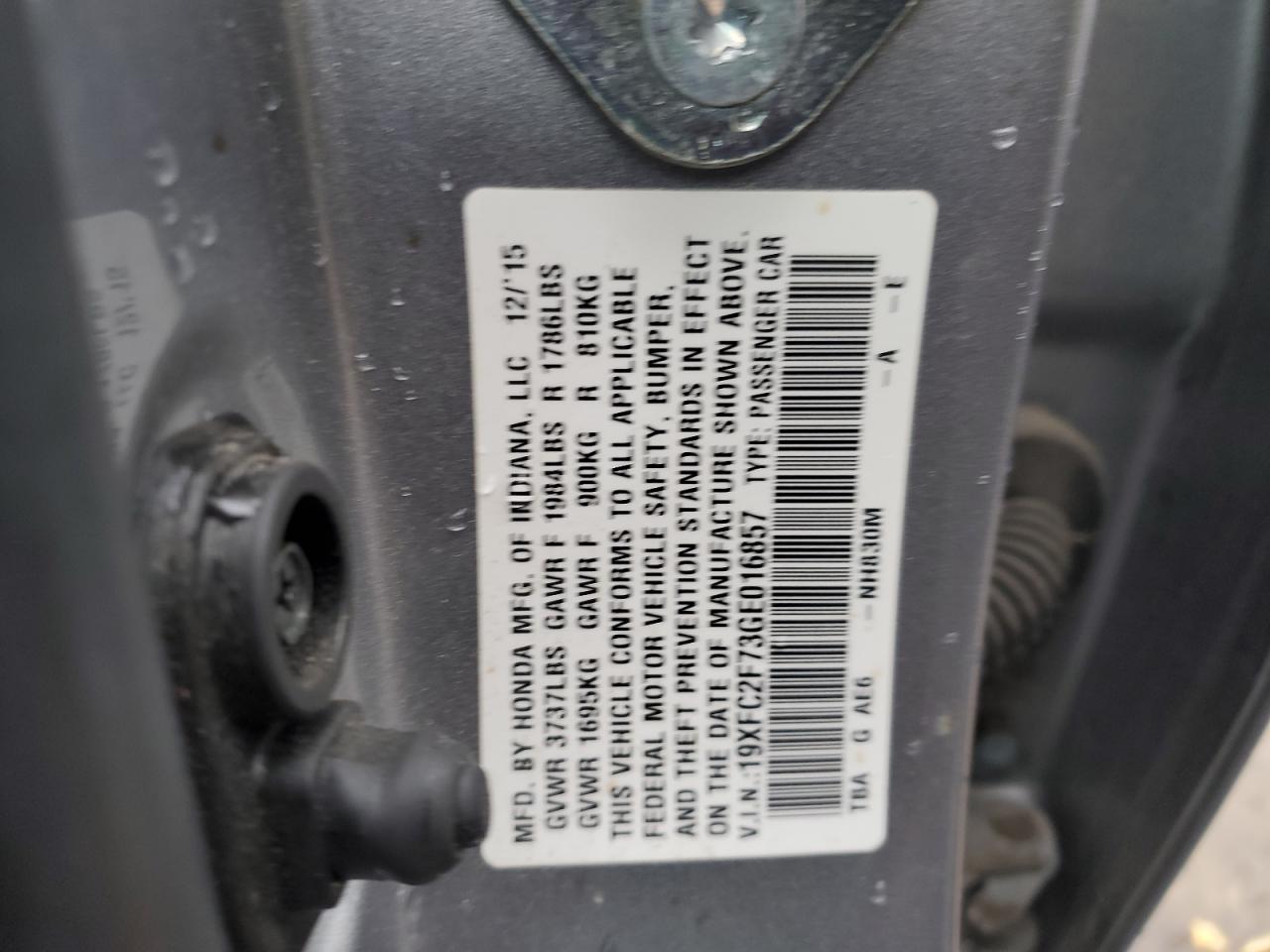 19XFC2F73GE016857 2016 HONDA CIVIC - Image 12