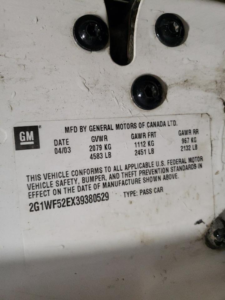 2003 Chevrolet Impala VIN: 2G1WF52EX39380529 Lot: 79315334