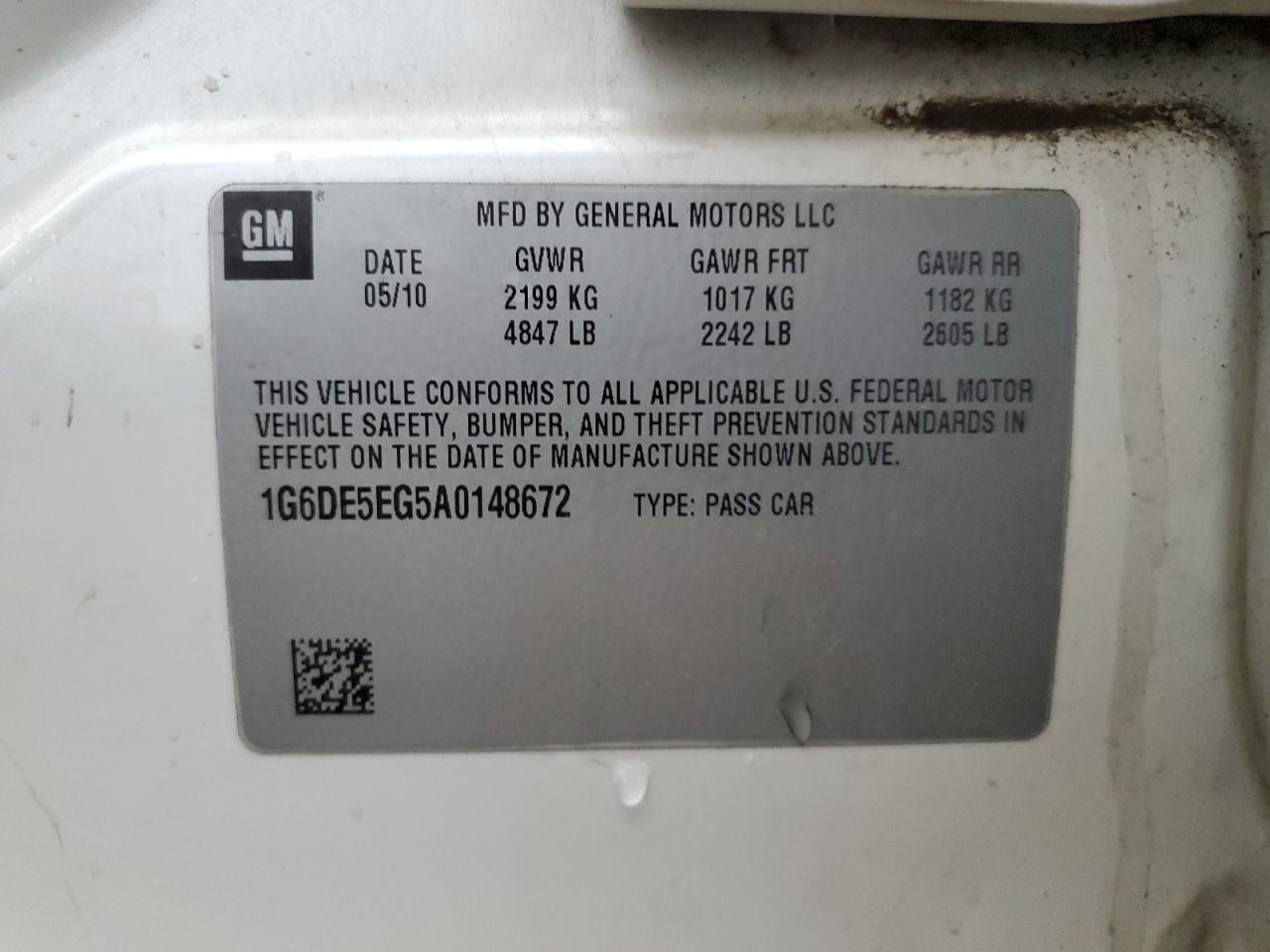 2010 Cadillac Cts Luxury Collection VIN: 1G6DE5EG5A0148672 Lot: 87165804