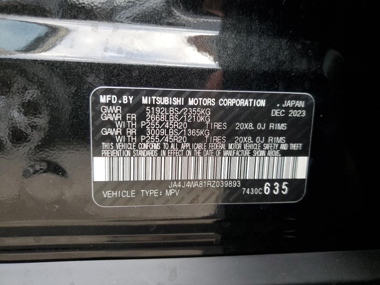 2024 Mitsubishi Outlander Sel VIN: JA4J4WA81RZ039893 Lot: 79287234