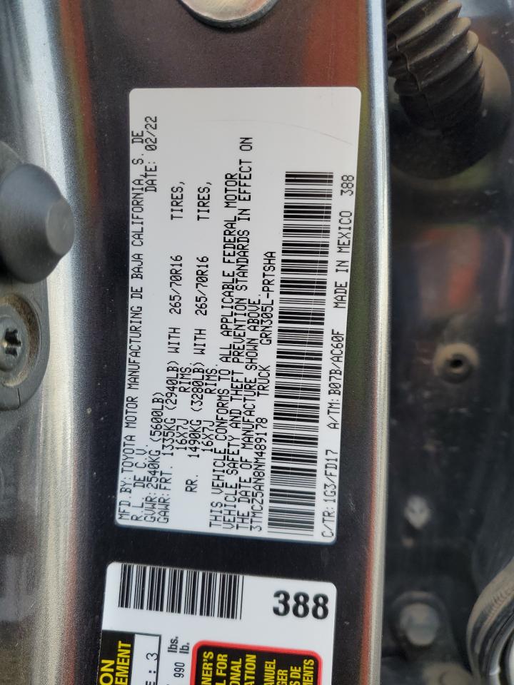 VIN 3TMCZ5AN8NM489178 2022 TOYOTA TACOMA no.12