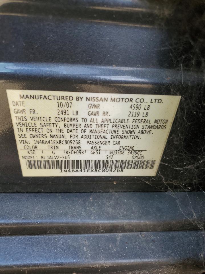 2008 Nissan Maxima Se VIN: 1N4BA41EX8C809268 Lot: 78812714