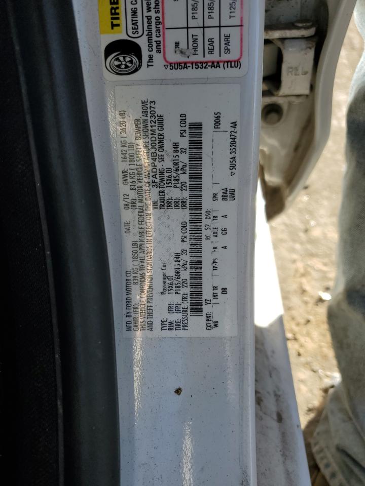 2013 Ford Fiesta Se VIN: 3FADP4BJ0DM123073 Lot: 81130784