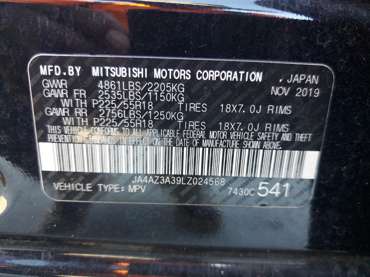 2020 Mitsubishi Outlander Se VIN: JA4AZ3A39LZ024568 Lot: 81296524