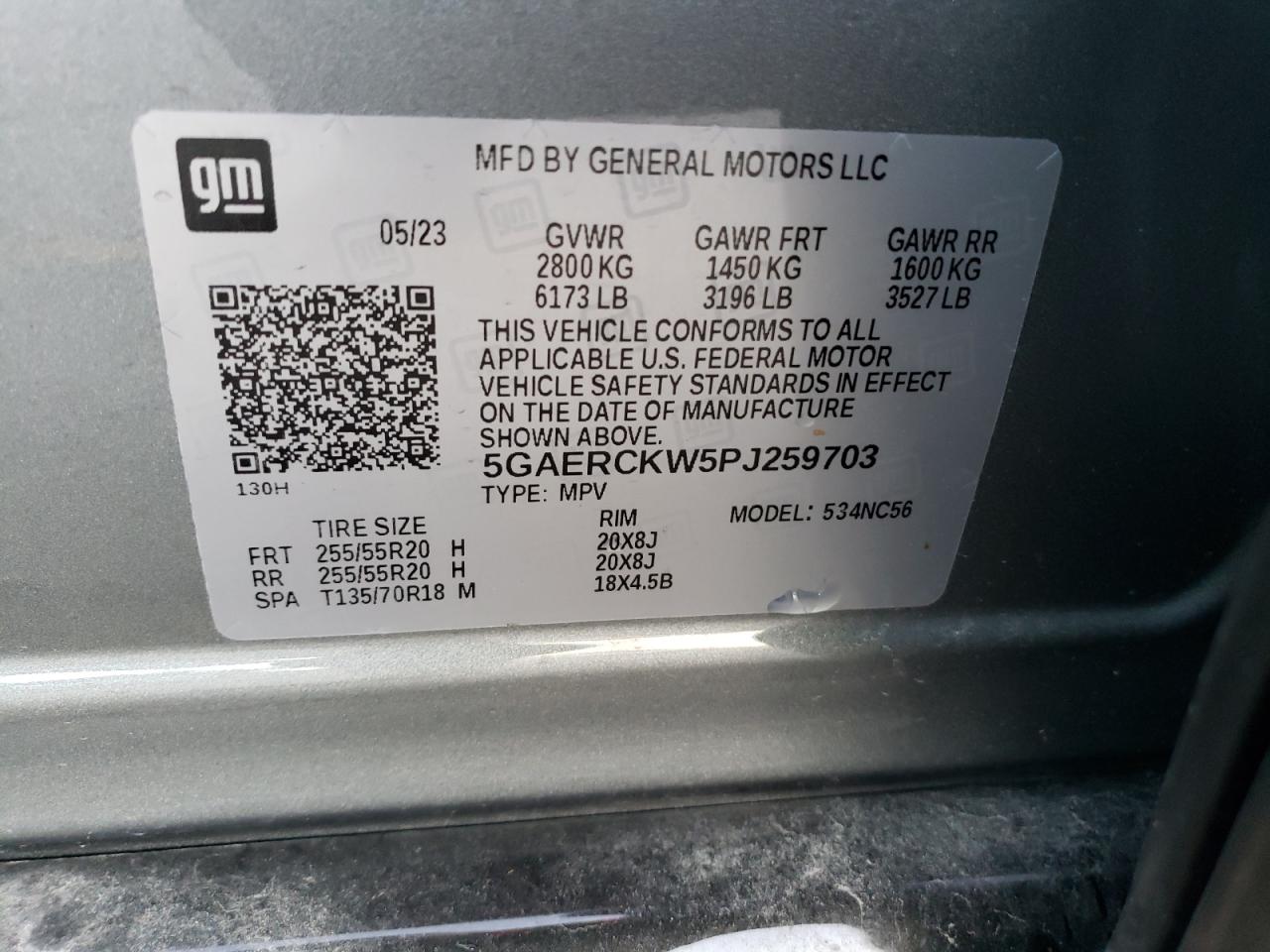 2023 Buick Enclave Premium VIN: 5GAERCKW5PJ259703 Lot: 79879654