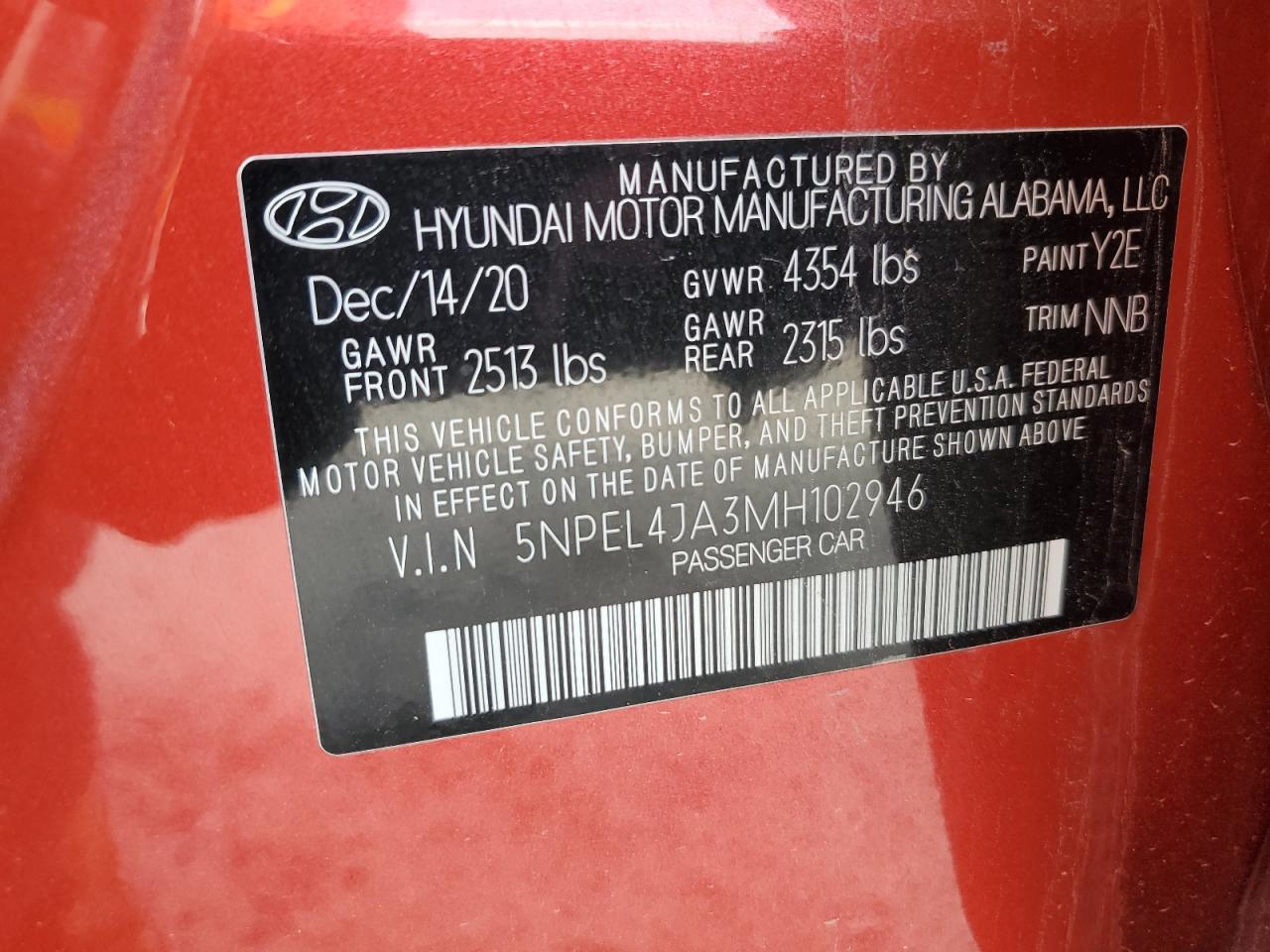 2021 Hyundai Sonata Sel VIN: 5NPEL4JA3MH102946 Lot: 82603284