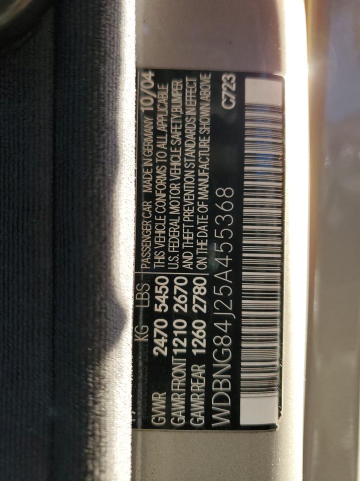 2005 Mercedes-Benz S 500 4Matic VIN: WDBNG84J25A455368 Lot: 79942324