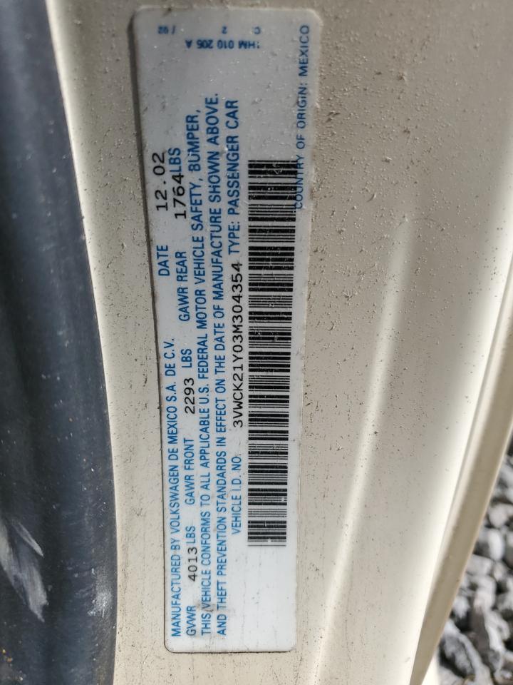 2003 Volkswagen New Beetle Gls VIN: 3VWCK21Y03M304354 Lot: 80485134