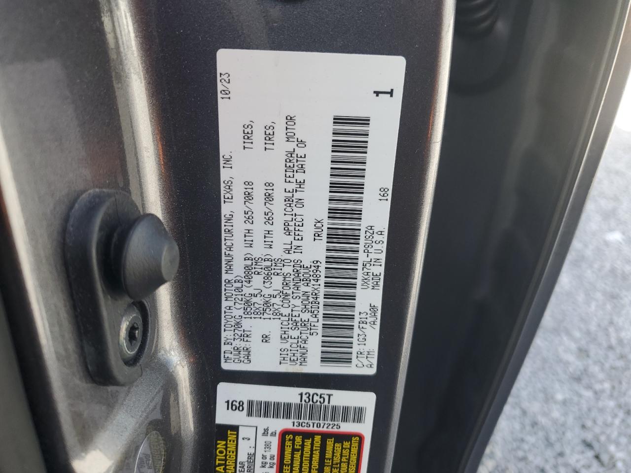 2024 Toyota Tundra Crewmax Sr VIN: 5TFLA5DB4RX148949 Lot: 78849684