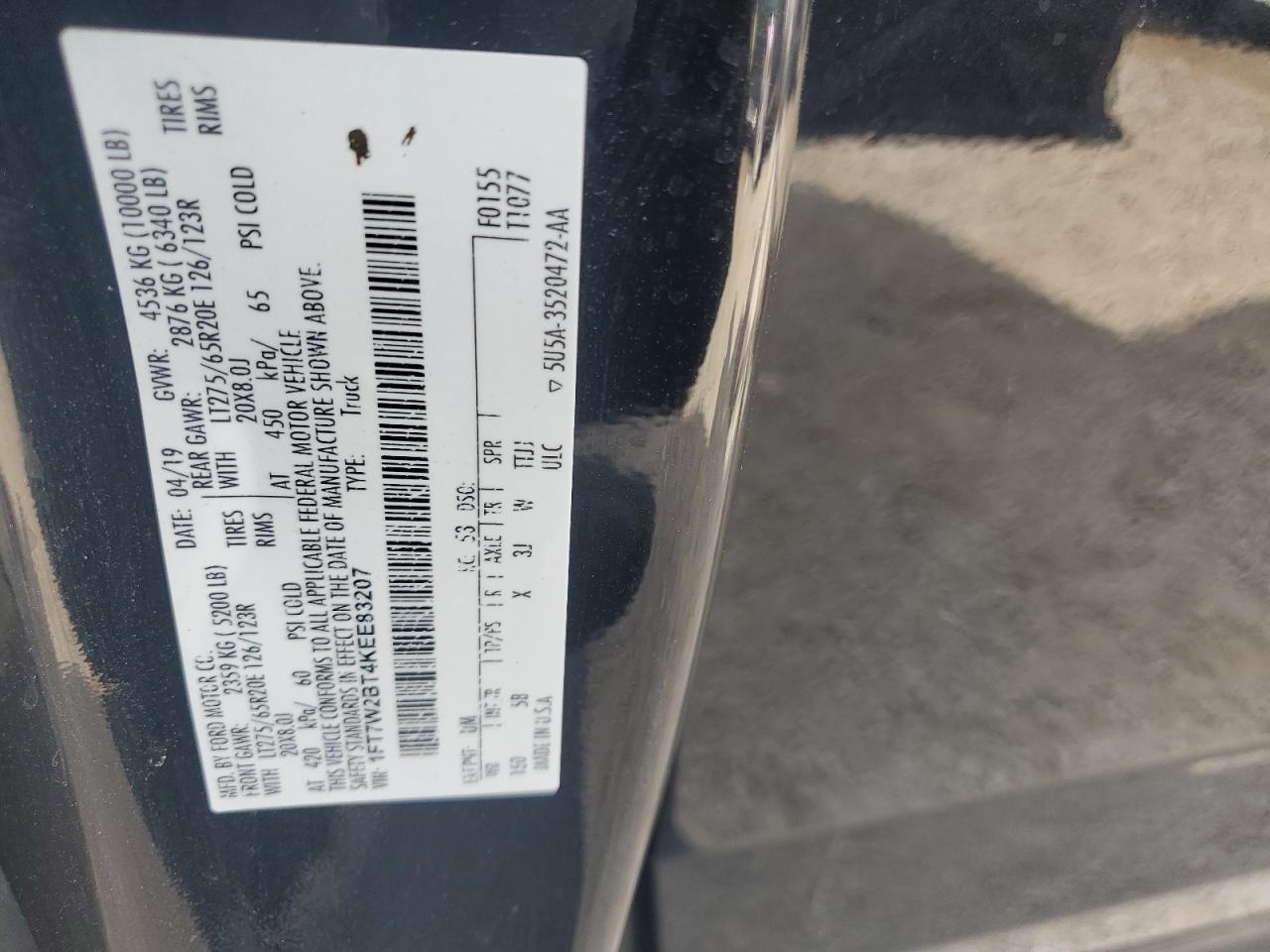 2019 Ford F250 Super Duty VIN: 1FT7W2BT4KEE83207 Lot: 79496754