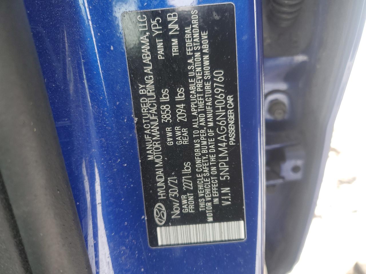 2022 Hyundai Elantra Sel VIN: 5NPLM4AG6NH069760 Lot: 81745504