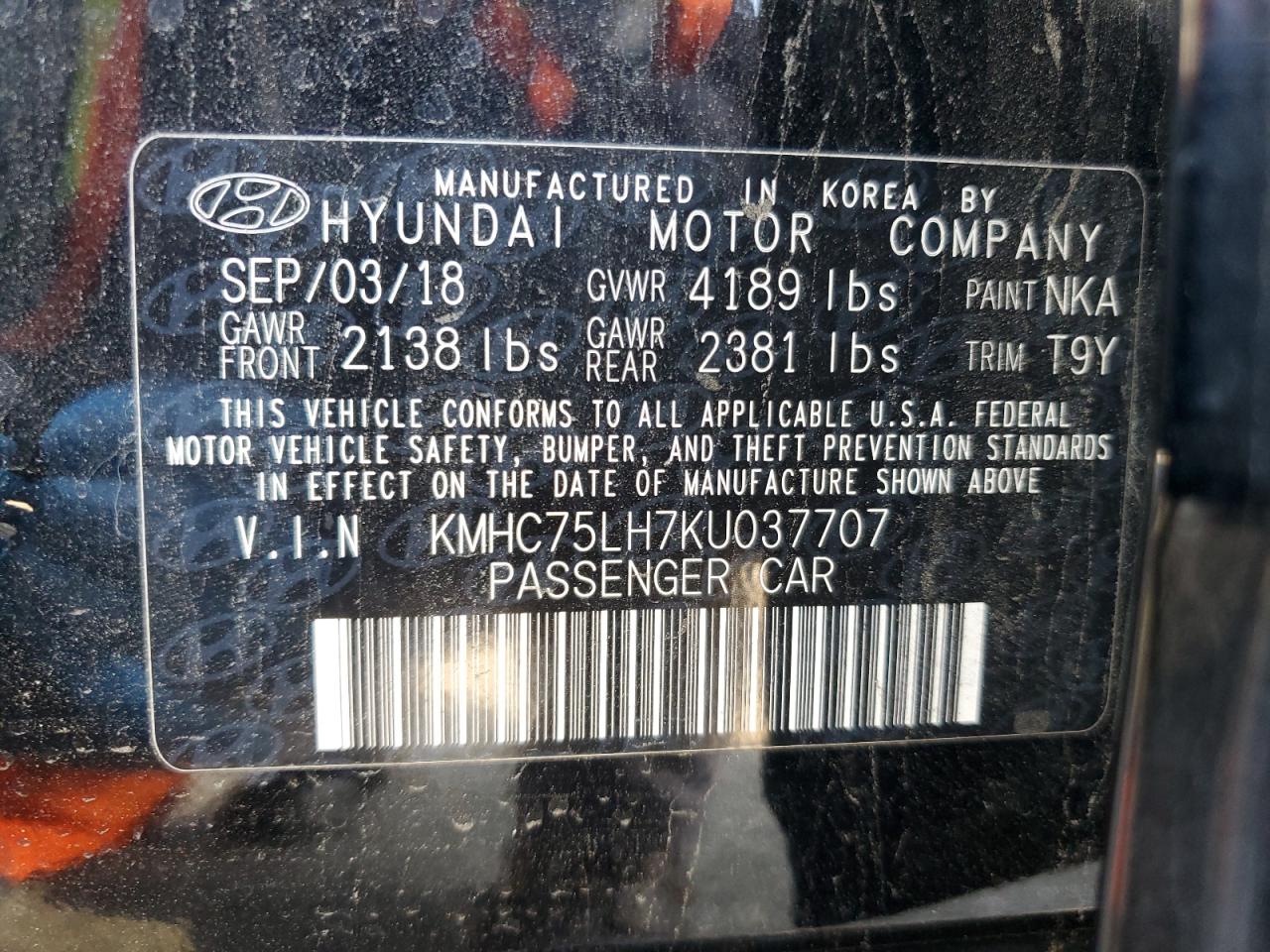 2019 Hyundai Ioniq VIN: KMHC75LH7KU037707 Lot: 82654684