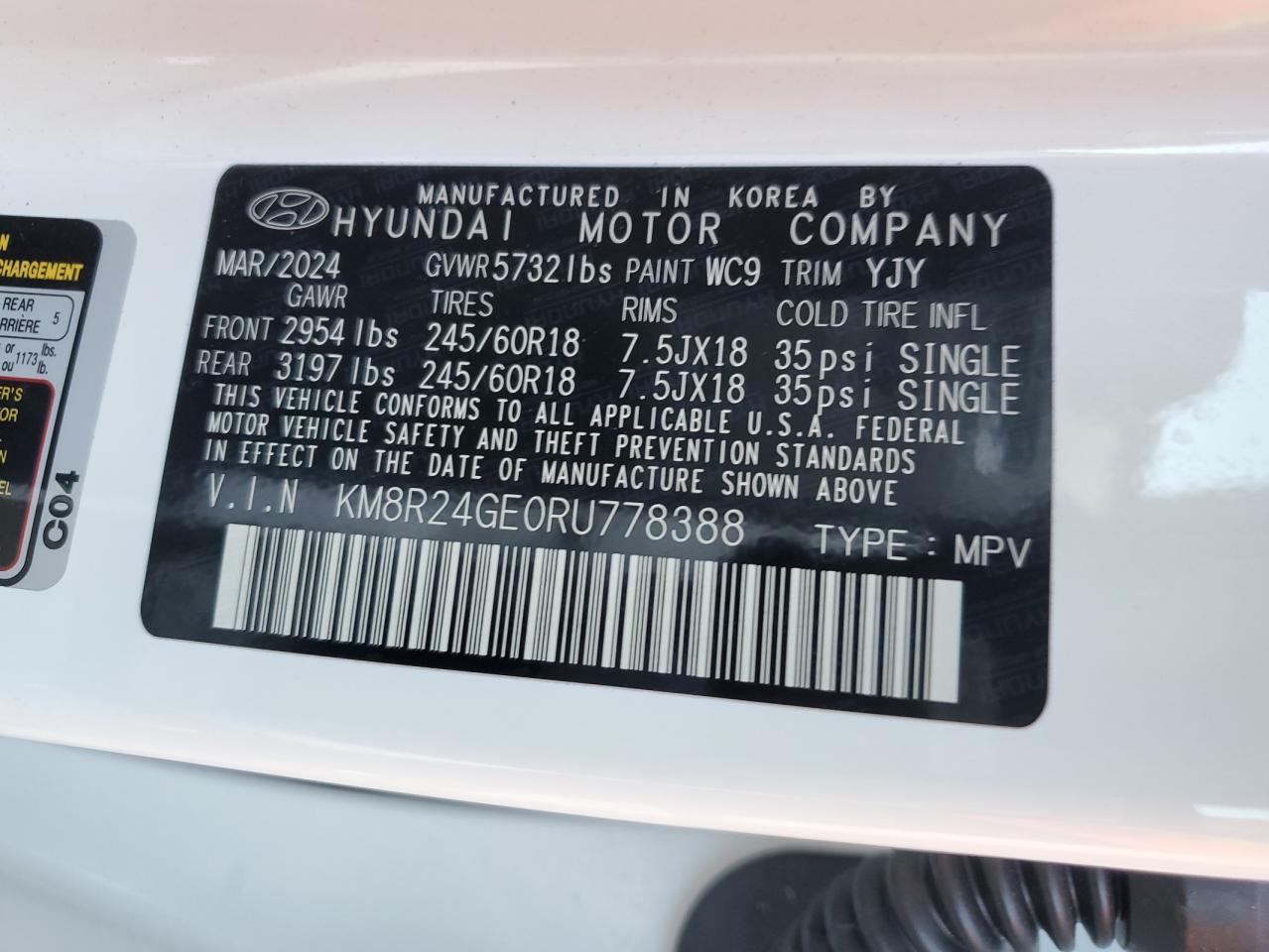 2024 Hyundai Palisade Sel VIN: KM8R24GE0RU778388 Lot: 79209054