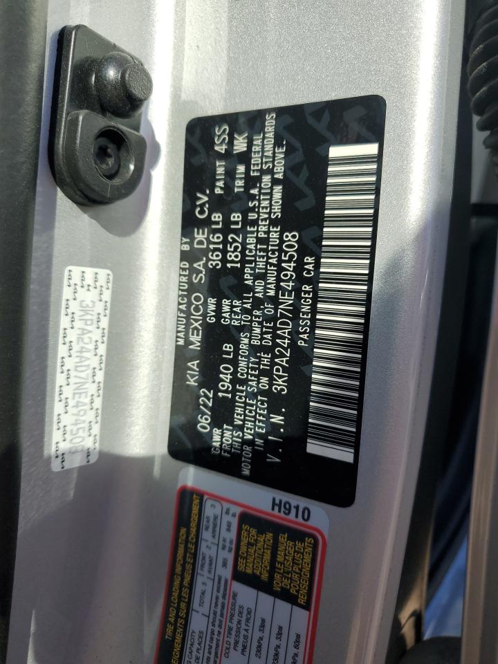 3kpa24ad7ne494508 3KPA24AD7NE494508 2022 Kia Rio Lx