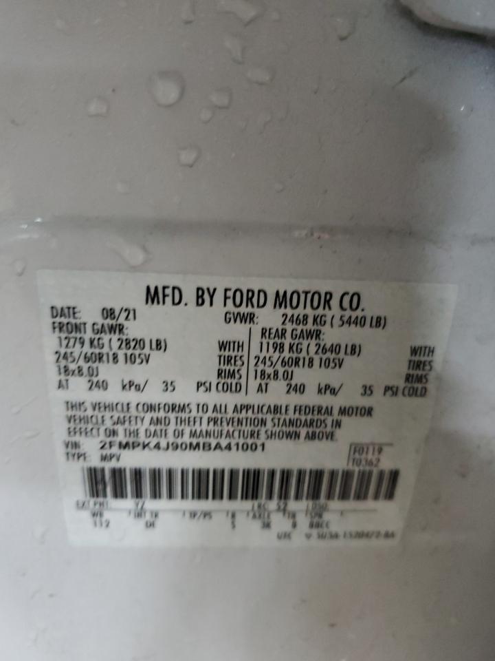 VIN 2FMPK4J90MBA41001 2021 FORD EDGE no.14