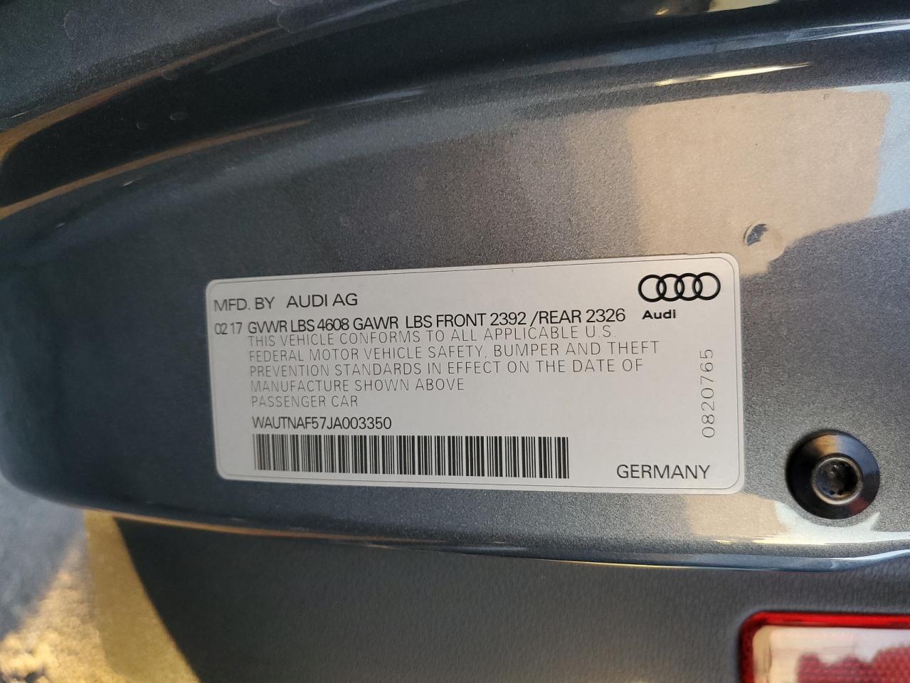 VIN WAUTNAF57JA003350 2018 AUDI A5 no.12