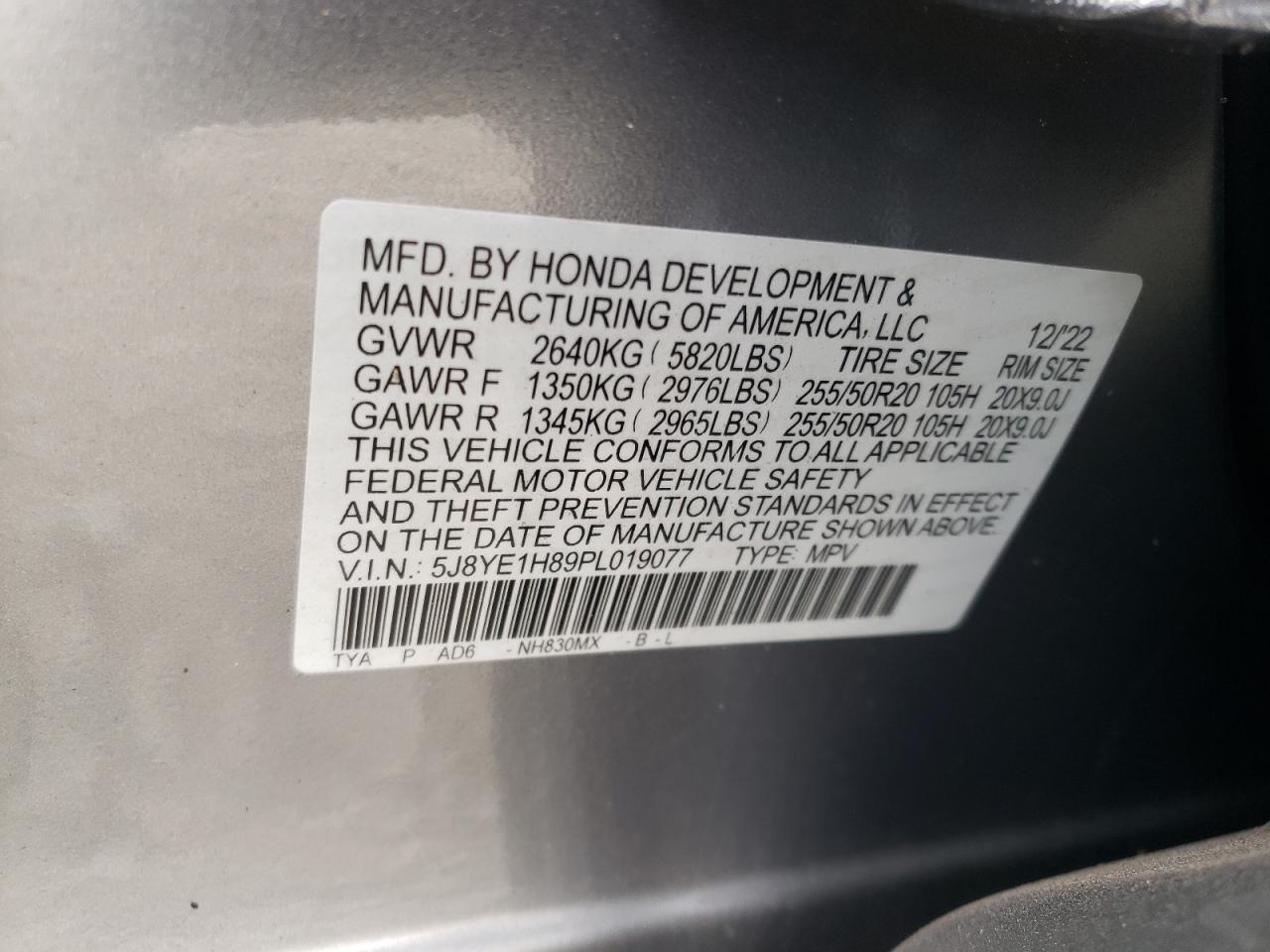 VIN 5J8YE1H89PL019077 2023 ACURA MDX no.13