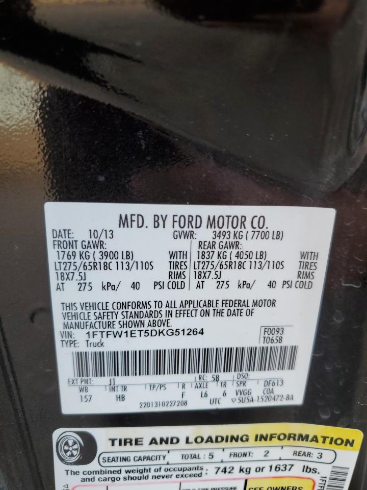 VIN 1FTFW1ET5DKG51264 2013 FORD F-150 no.13