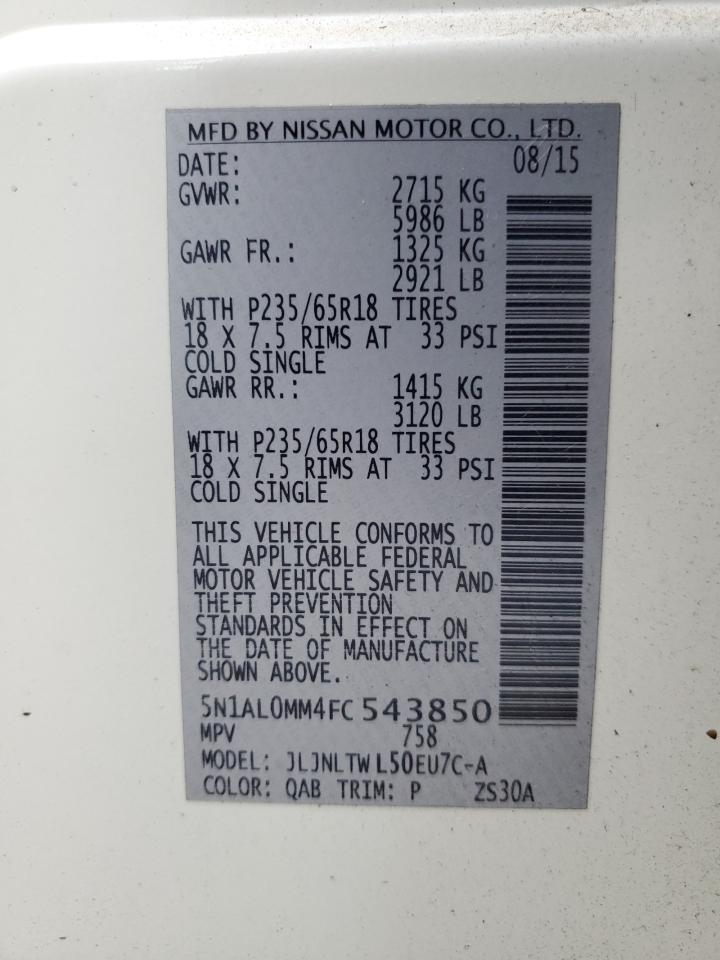 2015 Infiniti Qx60 VIN: 5N1AL0MM4FC543850 Lot: 79977224