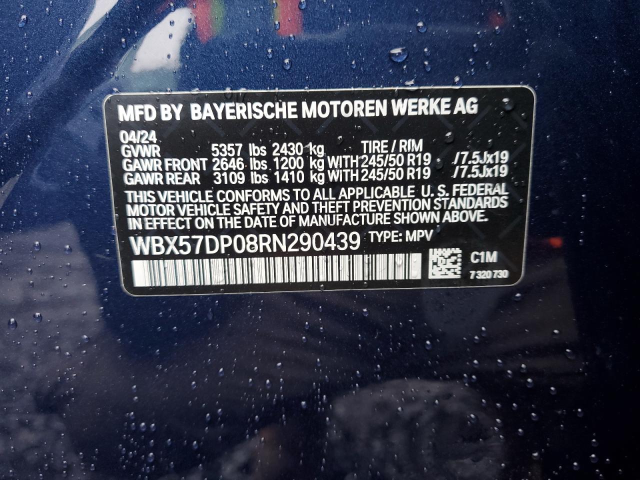 VIN WBX57DP08RN290439 2024 BMW X3 no.13