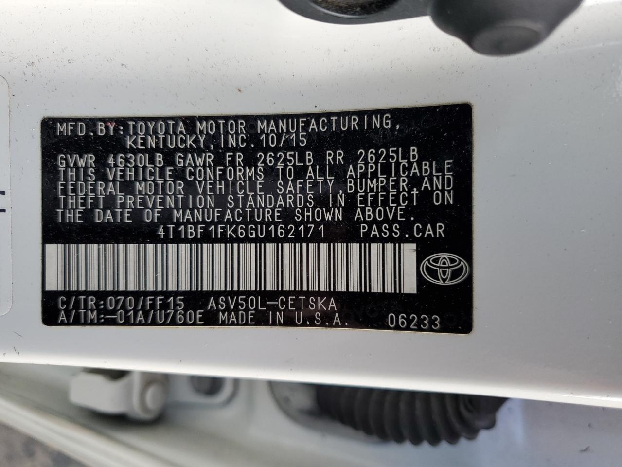 4T1BF1FK6GU162171 2016 Toyota Camry Le