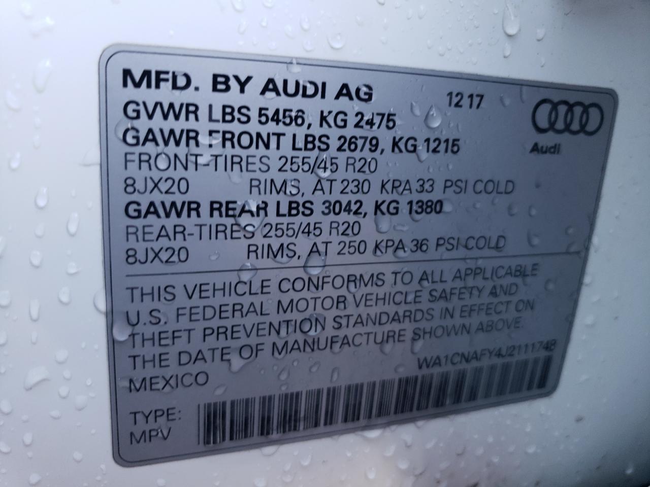 WA1CNAFY4J2111748 AUDI Q5 2018