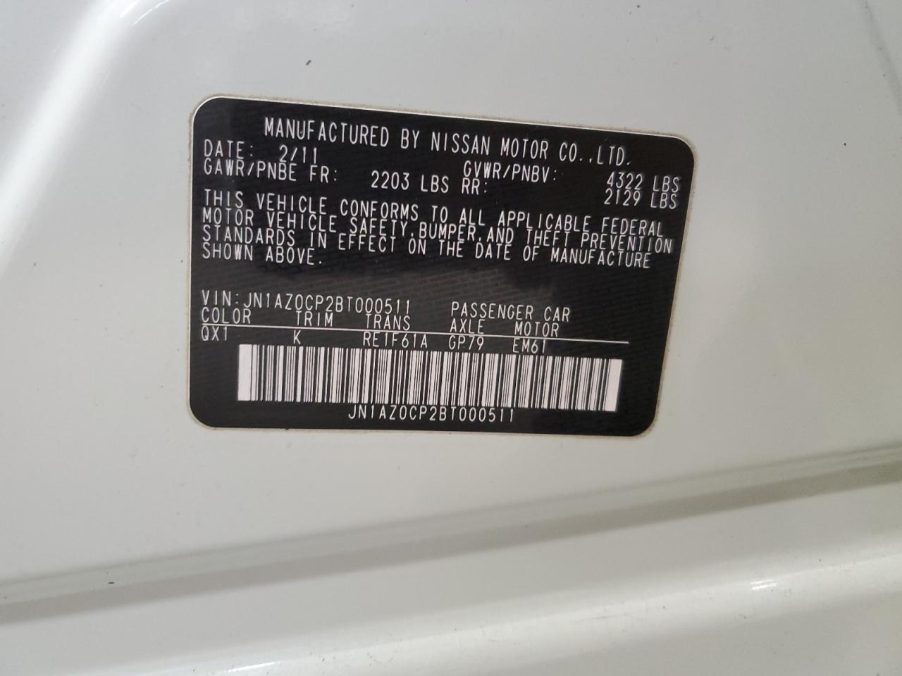 2011 Nissan Leaf Sv VIN: JN1AZ0CP2BT000511 Lot: 81501364