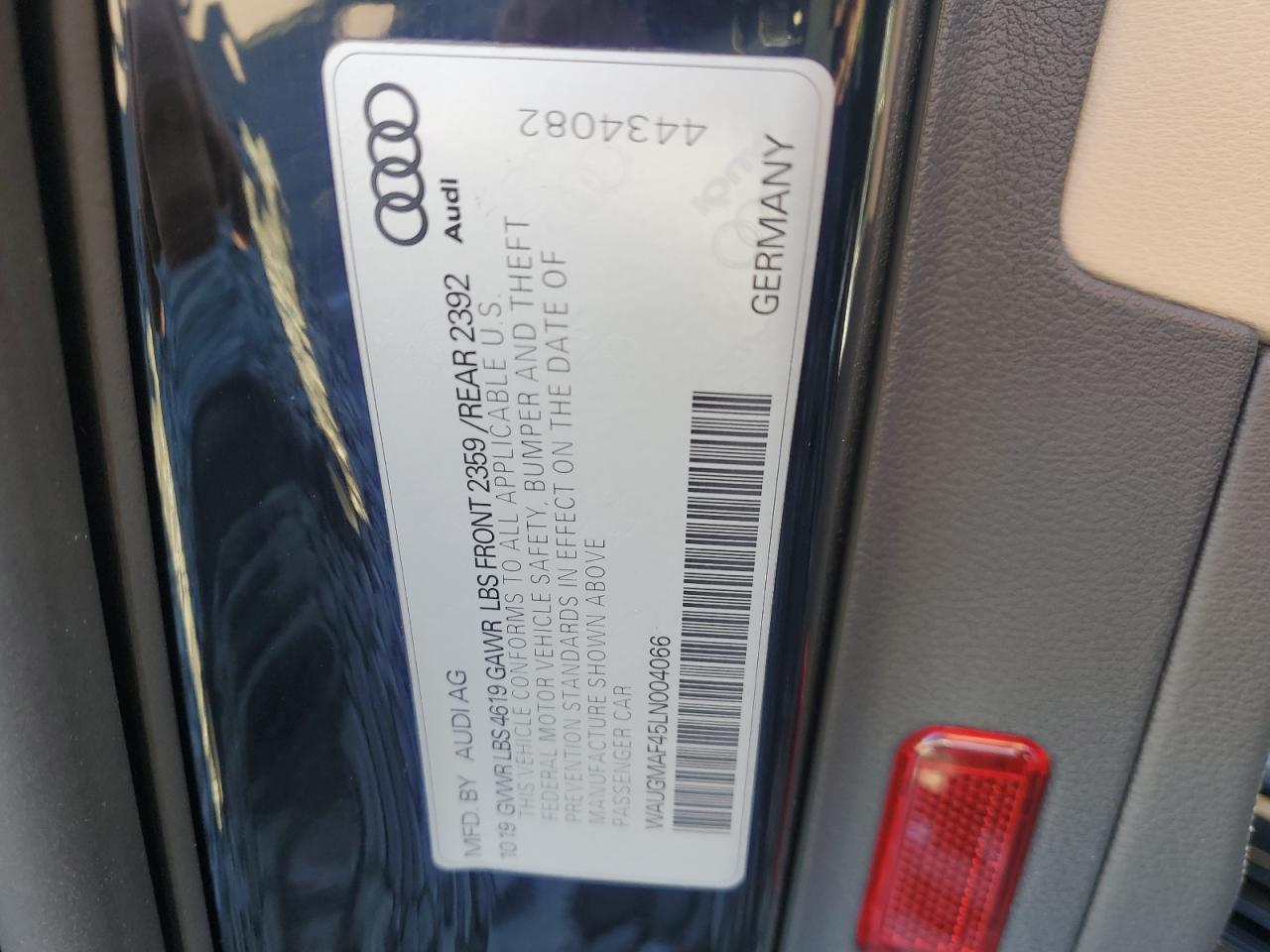 VIN WAUGMAF45LN004066 2020 AUDI A4 no.13