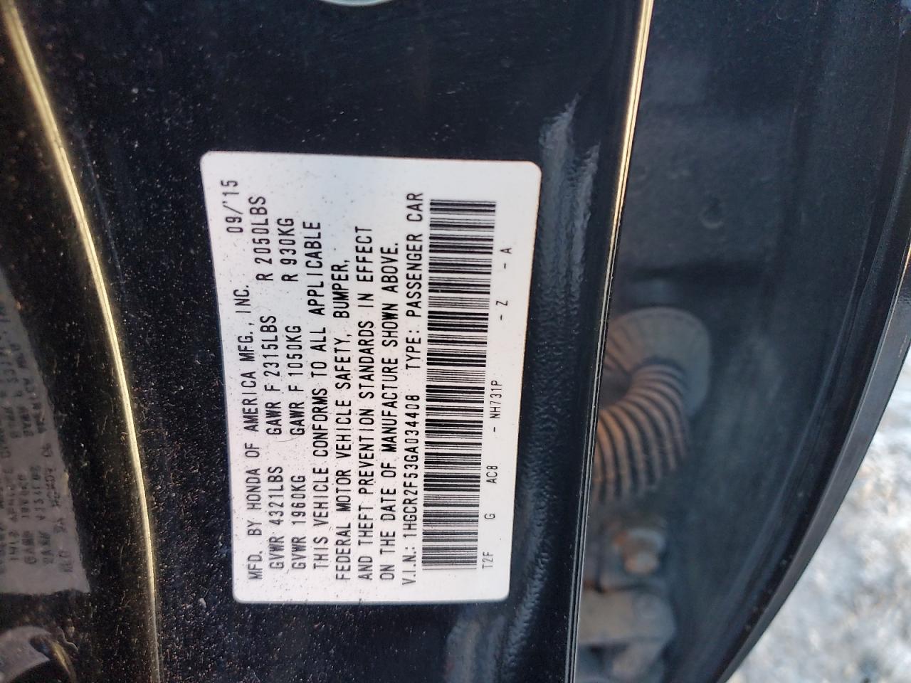 VIN 1HGCR2F53GA034408 2016 HONDA ACCORD no.12